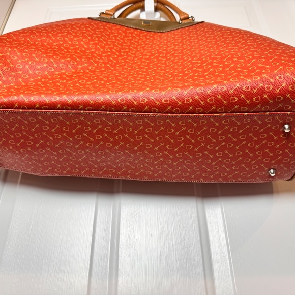 Double Handled Orange Patterned Tote Duffel - Picture 2 of 14